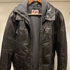 COPY - Levi's Faux Leather Trucker with Jersey Hood and Fleece Lining